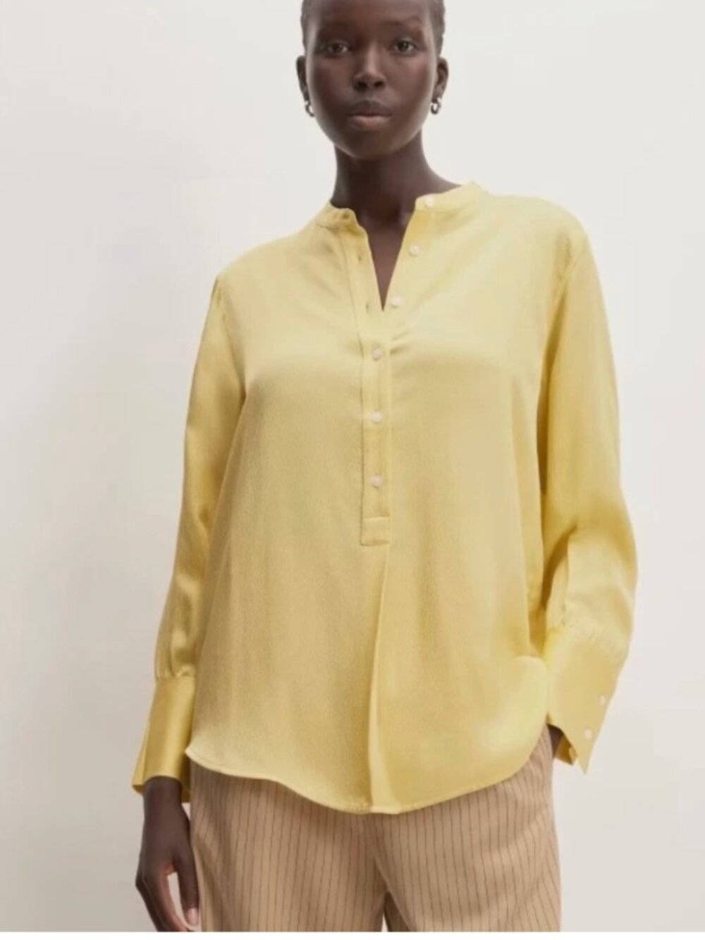 Everlane Hammered Satin Popover Shirt - Yellow,